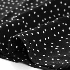 Allegra K Women's Ruffled Neck Half Sleeve Summer Polka Dot Blouse Tops