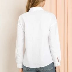 Allegra K Women's Sequins Pocket Long Sleeve Button Up Work Casual Shirt