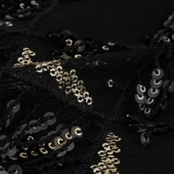 Allegra K Women's Sequin Shiny Glitter Crop Top Short Sleeves Tassel T-Shirt