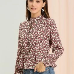 Allegra K Women's Vintage Blouse Keyhole Puff Sleeve Floral Peplum Top 11 Allegra K Women's Vintage Blouse Keyhole Puff Sleeve Floral Peplum Top