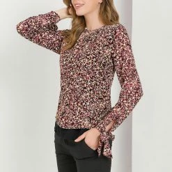 Allegra K Women's Self Tie Long Sleeve Shirt Vintage Floral Cuff Bohemian Pleated Neck Blouse Top 13 Allegra K Women's Self Tie Long Sleeve Shirt Vintage Floral Cuff Bohemian Pleated Neck Blouse Top