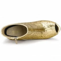 Allegra K Shoes Women's Glitter Platform Chunky Heeled Open Toe Heel Ankle Boots