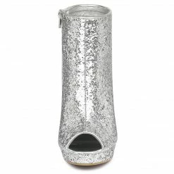 Allegra K Shoes Women's Glitter Platform Chunky Heeled Open Toe Heel Ankle Boots