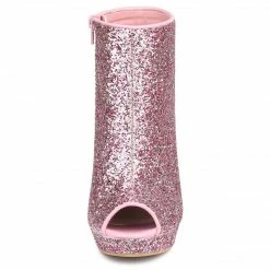 Allegra K Shoes Women's Glitter Platform Chunky Heeled Open Toe Heel Ankle Boots