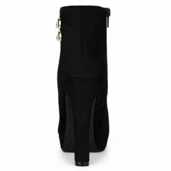 Allegra K Shoes Women's Round Toe High Chunky Heel Platform Ankle Boots