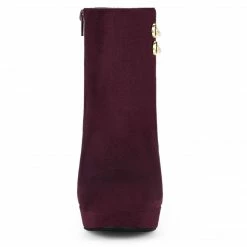 Allegra K Shoes Women's Round Toe High Chunky Heel Platform Ankle Boots