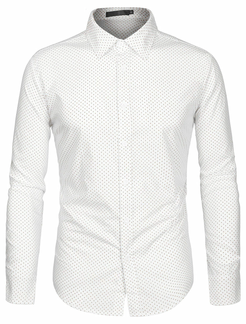 Allegra K Men's Shirts Long Sleeve Polka Dots Prints Slim Fit Button Up Casual Shirt 15 Allegra K Men's Shirts Long Sleeve Polka Dots Prints Slim Fit Button Up Casual Shirt