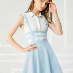 Allegra K Women Elastic Waist Cut Out A Line Mini Suspender Skirt Clothing