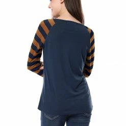Allegra K Striped Long Raglan Sleeves V Neck Tee Shirt 60 Allegra K Striped Long Raglan Sleeves V Neck Tee Shirt