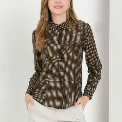 Allegra K Women's Polka Dots Long Sleeve Button Down Shirt Work Top 12 Allegra K Women's Polka Dots Long Sleeve Button Down Shirt Work Top