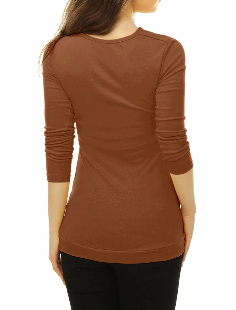 Women Allegra K Cowl Neck Long Sleeves Buttons Decor Ruched Top 32 Women Allegra K Cowl Neck Long Sleeves Buttons Decor Ruched Top