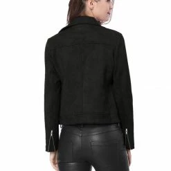 Allegra K Faux Suede Short Jacket With Revere Collar Clothing