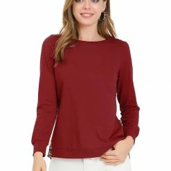 Allegra K Women's Casual Cotton Lightweight T Shirt Long Sleeves Tunic Tops 10 Allegra K Women's Casual Cotton Lightweight T Shirt Long Sleeves Tunic Tops