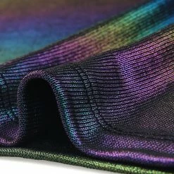 Allegra K Women's Party Metallic Textured Short Sleeve Shiny Multicolor Top