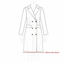 Women Allegra K Double Breasted Notched Lapel Coat With Side Flap Pockets