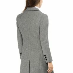 Women Allegra K Double Breasted Notched Lapel Coat With Side Flap Pockets