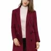 Women Allegra K Double Breasted Notched Lapel Coat With Side Flap Pockets 1 Women Allegra K Double Breasted Notched Lapel Coat With Side Flap Pockets