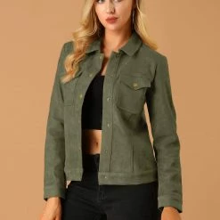 Allegra K Vintage Faux Suede Trucker Jacket