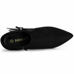 Allegra K Women's Pointed Toe Bow Decor Stiletto Heel Ankle Boots
