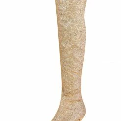 Allegra K Shoes Women's Glitter Pointed Toe Stiletto Heel Over The Knee High Boots