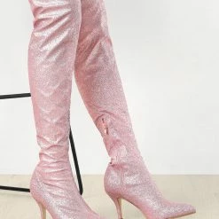 Allegra K Shoes Women's Glitter Pointed Toe Stiletto Heel Over The Knee High Boots 28 Allegra K Shoes Women's Glitter Pointed Toe Stiletto Heel Over The Knee High Boots