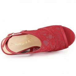 Allegra K Women's Open Toe Platform Heel Lace Wedges Sandals