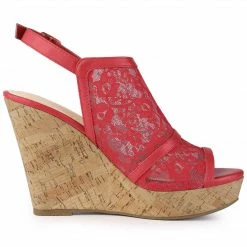 Allegra K Women's Open Toe Platform Heel Lace Wedges Sandals