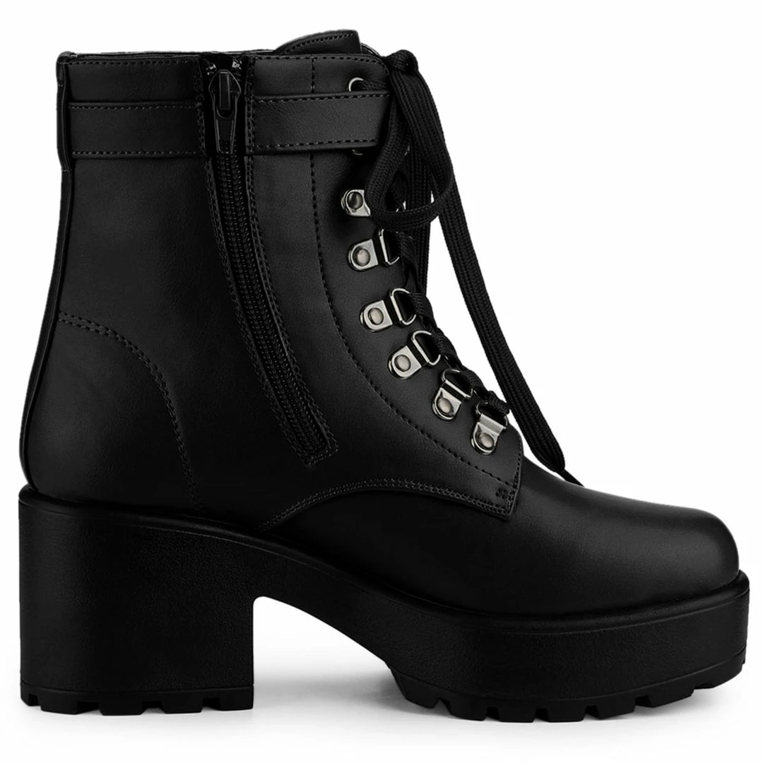 Allegra K Women's Zip Chunky Heel Platform Ankle Combat Boots Shoes 23 Allegra K Women's Zip Chunky Heel Platform Ankle Combat Boots Shoes