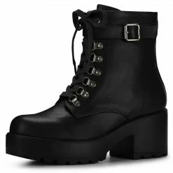 Allegra K Women's Zip Chunky Heel Platform Ankle Combat Boots Shoes 45 Allegra K Women's Zip Chunky Heel Platform Ankle Combat Boots Shoes