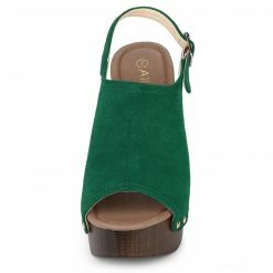 Allegra K Women's Open Toe Slingback Platform Chunky Heel Sandals