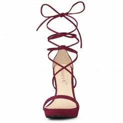Allegra K Women's Platform Stiletto Heels Lace Up Sandals Shoes