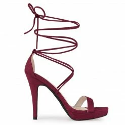 Allegra K Women's Platform Stiletto Heels Lace Up Sandals Shoes