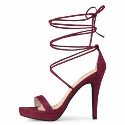 Allegra K Women's Platform Stiletto Heels Lace Up Sandals Shoes