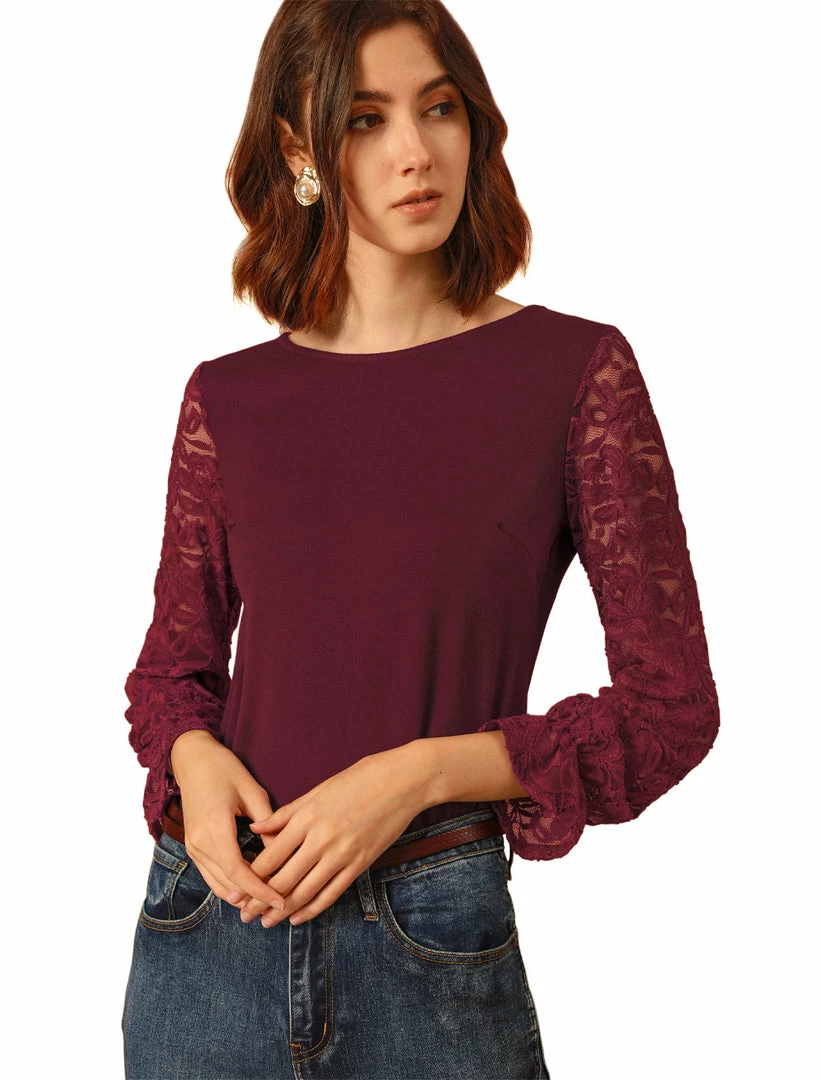 Allegra K Women's Lace Long Flare Sleeve Knit Blouse Top 10 Allegra K Women's Lace Long Flare Sleeve Knit Blouse Top