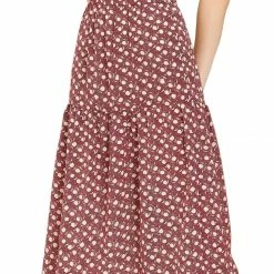 Allegra K Women's Vintage A-Line Elastic Waist Dots Floral Midi Skirt