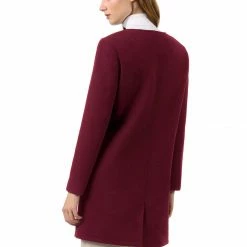 Allegra K One Button Collarless Mid-Length Coat
