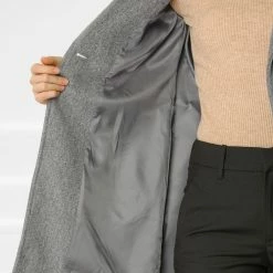 Allegra K One Button Collarless Mid-Length Coat