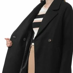 Allegra K Double Breasted Notched Lapel Coat With Raglan Sleeves 153 Allegra K Double Breasted Notched Lapel Coat With Raglan Sleeves