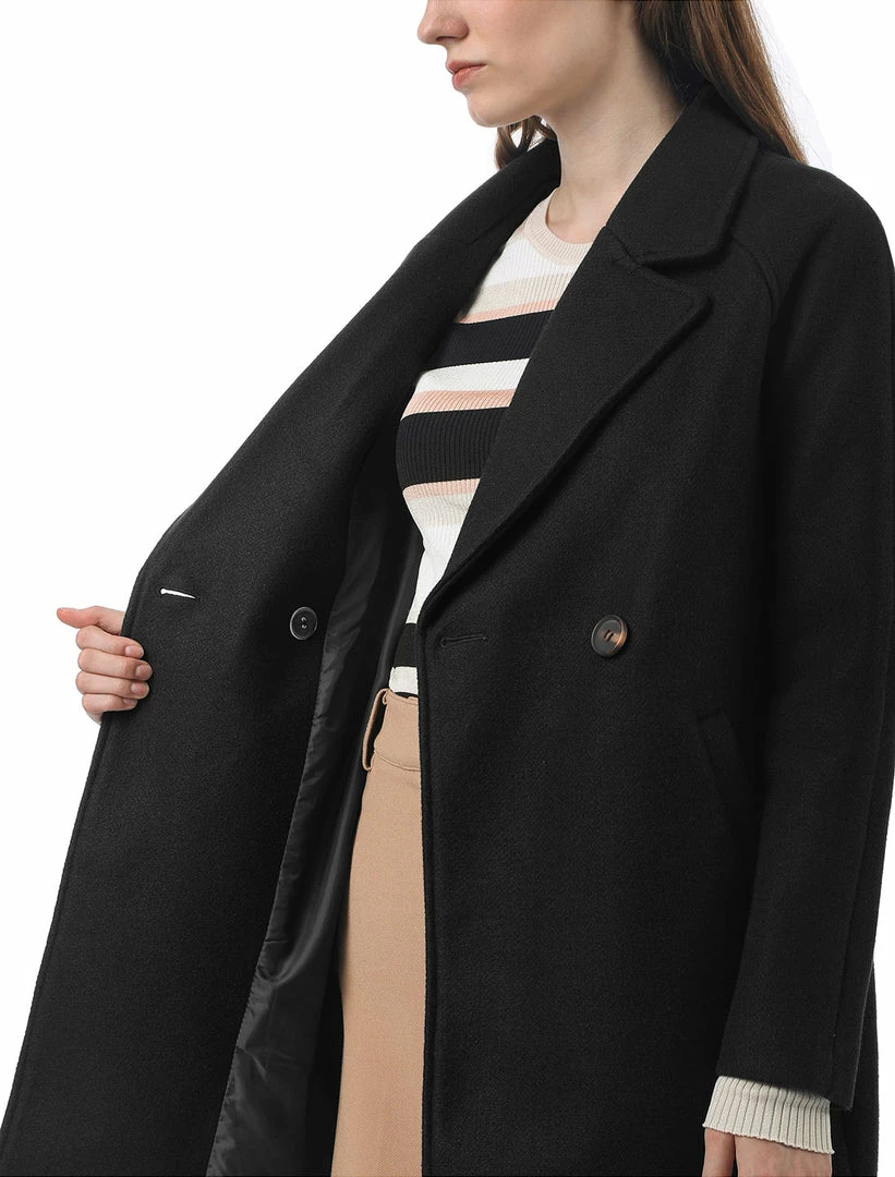 Allegra K Double Breasted Notched Lapel Coat With Raglan Sleeves 72 Allegra K Double Breasted Notched Lapel Coat With Raglan Sleeves