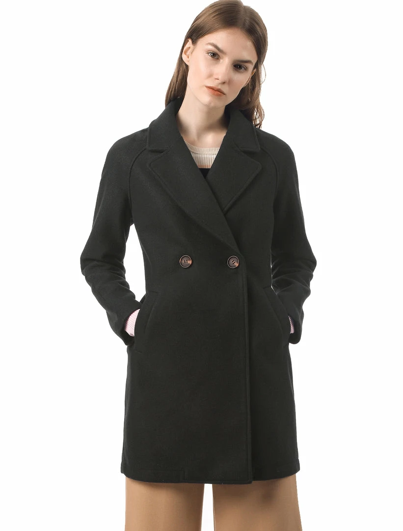 Allegra K Double Breasted Notched Lapel Coat With Raglan Sleeves 67 Allegra K Double Breasted Notched Lapel Coat With Raglan Sleeves