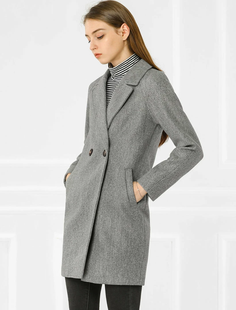 Allegra K Double Breasted Notched Lapel Coat With Raglan Sleeves 41 Allegra K Double Breasted Notched Lapel Coat With Raglan Sleeves