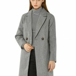 Allegra K Double Breasted Notched Lapel Coat With Raglan Sleeves 119 Allegra K Double Breasted Notched Lapel Coat With Raglan Sleeves