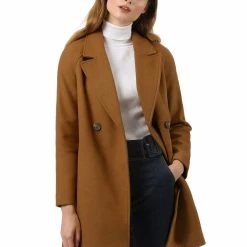 Allegra K Double Breasted Notched Lapel Coat With Raglan Sleeves 115 Allegra K Double Breasted Notched Lapel Coat With Raglan Sleeves