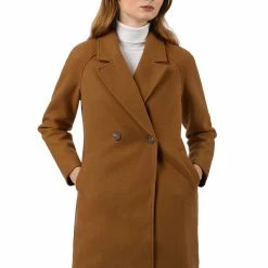 Allegra K Double Breasted Notched Lapel Coat With Raglan Sleeves 112 Allegra K Double Breasted Notched Lapel Coat With Raglan Sleeves