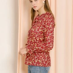 Allegra K Women's Casual Floral Blouse Tie Neckline Raglan Long Sleeves Tops 13 Allegra K Women's Casual Floral Blouse Tie Neckline Raglan Long Sleeves Tops