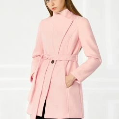 Allegra K Women's Classic Stand Collar Long Sleeve Winter Belted Long Coat 57 Allegra K Women's Classic Stand Collar Long Sleeve Winter Belted Long Coat