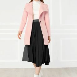 Allegra K Women's Classic Stand Collar Long Sleeve Winter Belted Long Coat 58 Allegra K Women's Classic Stand Collar Long Sleeve Winter Belted Long Coat