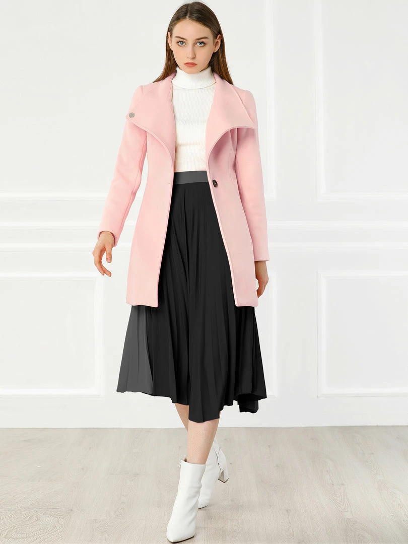 Allegra K Women's Classic Stand Collar Long Sleeve Winter Belted Long Coat 12 Allegra K Women's Classic Stand Collar Long Sleeve Winter Belted Long Coat