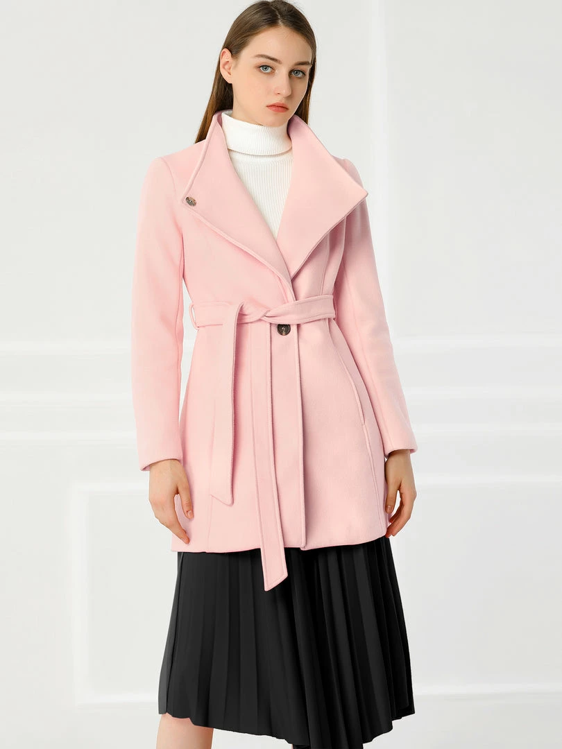 Allegra K Women's Classic Stand Collar Long Sleeve Winter Belted Long Coat 13 Allegra K Women's Classic Stand Collar Long Sleeve Winter Belted Long Coat