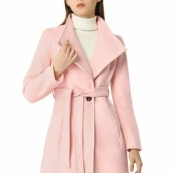 Allegra K Women's Classic Stand Collar Long Sleeve Winter Belted Long Coat 56 Allegra K Women's Classic Stand Collar Long Sleeve Winter Belted Long Coat